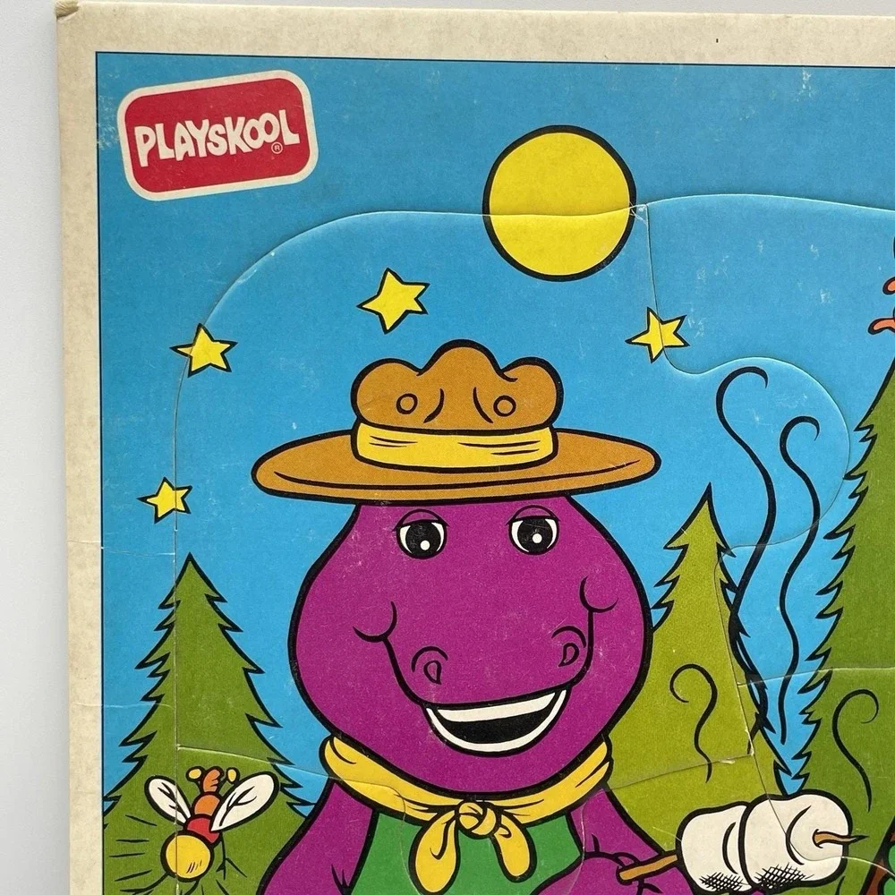 Vintage 1993 Playskool Barney Campfire Friends 6‎ Pc Puzzle Baby Bop USA Lyons